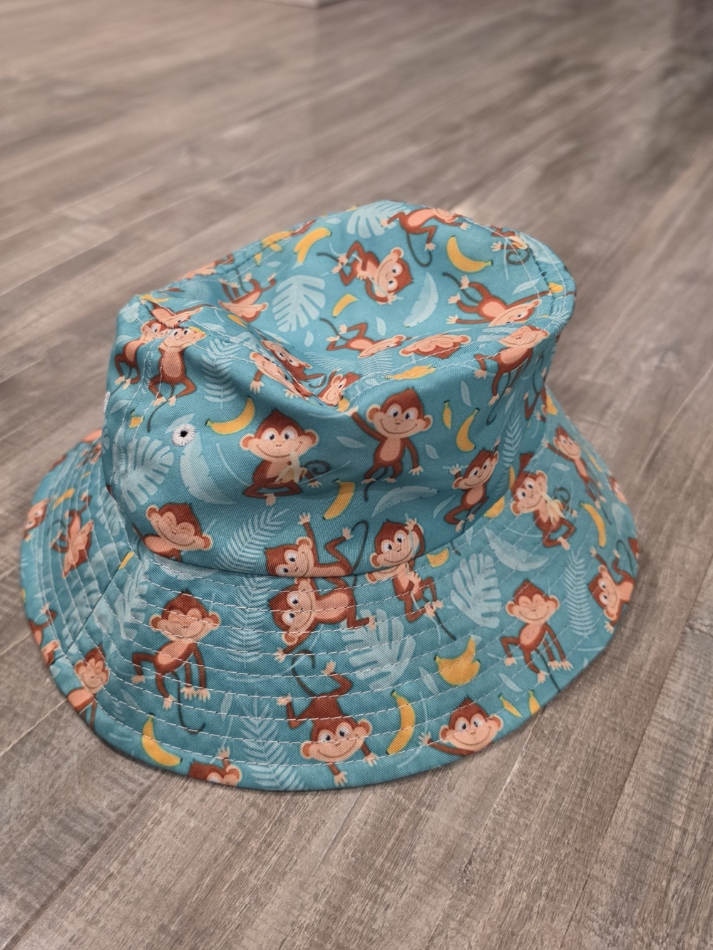 Kids Or Adults Monkey Print Bucket Hat - Teal